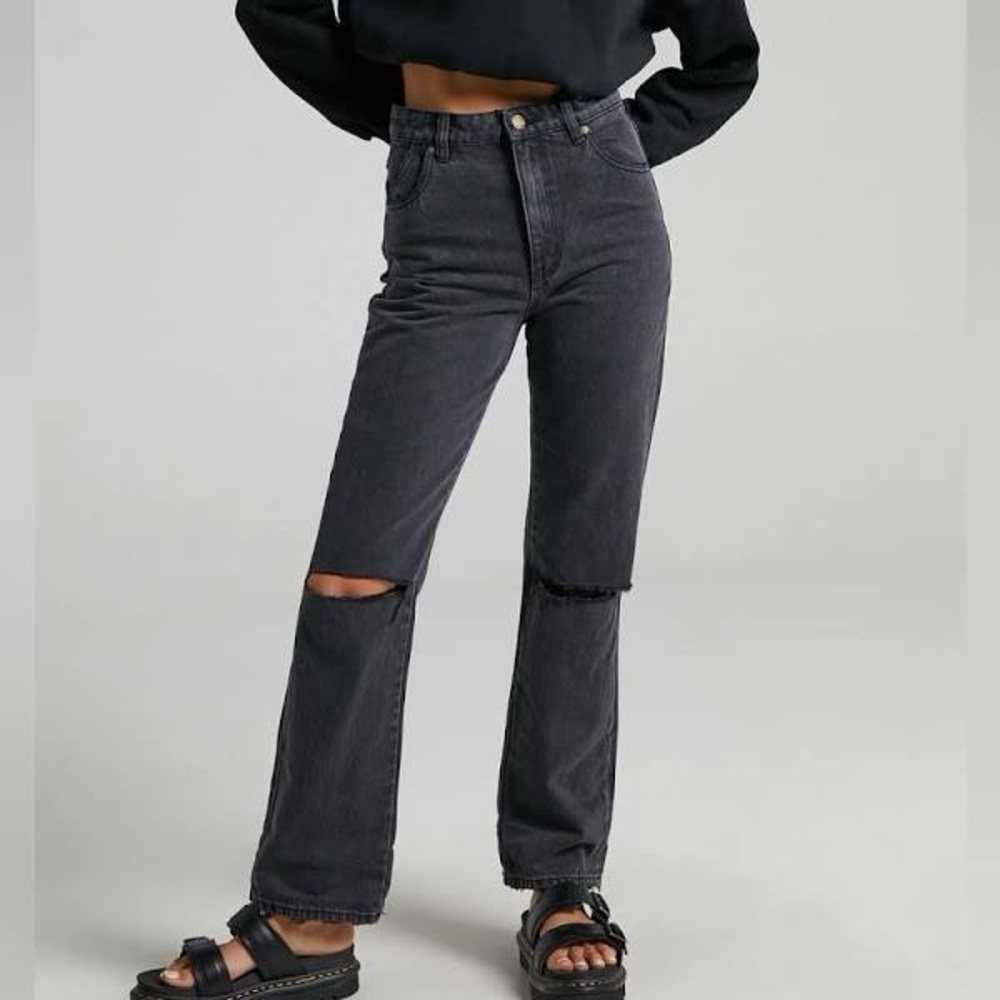 NWT Rolla’s Original Straight - Brad Black Distressed High Rise Jeans